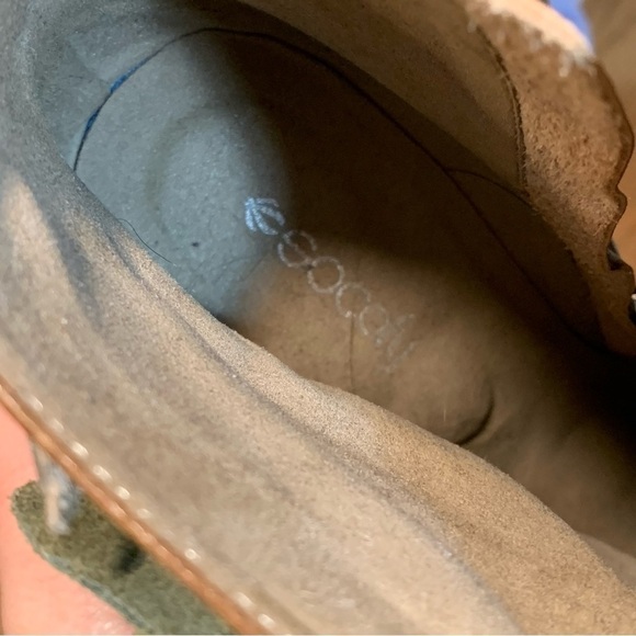 Socofy Distressed Brown Leather Boots with Green Leather 3-D Flower - Size 6 37 - Picture 9 of 14